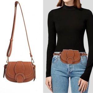 NEW 
Rachel Zoe Edessi Crossbody & Belt Bag in Brown Vegan Leather Snap Closure.